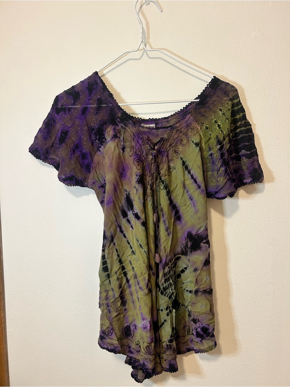 Purple & Olive Tie-Dye Women’s Top